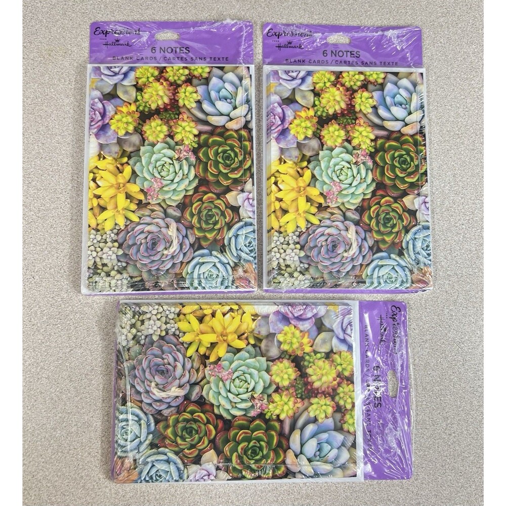 Hallmark Expressions Succulents Blank Note Cards Set of 18 Cards & Envelopes